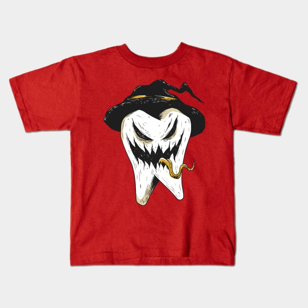 scary tooth Kids T-Shirt by IconRose